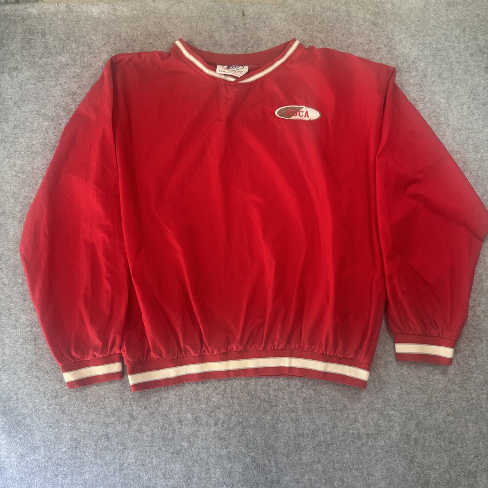 Neff PBCA Windbreaker Pullover Large Red Striped Ribbed Trim Made in USA